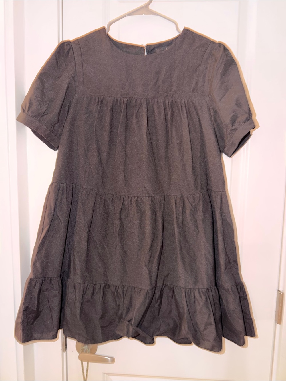 Pomander Place Black Short Sleeve Tiered Mini Dress